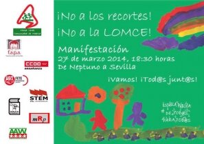 UGT anima a la participación en la manifestación de este jueves en Madrid contra la LOMCE y los recortes en educación